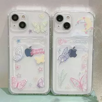 Прозрачный чехол-бабочка с отделением для карт для iPhone 11/13/14, XS/XR, 15. iPhone 11