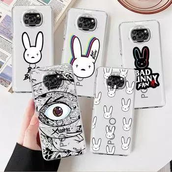 Прозрачный чехол Bad Bunny X100pre для Xiaomi Mi Poco X3 NFC M3 Pro F3 F1 11 Lite 12 Redmi Note 10 9S 8 7 9, мягкий чехол для телефона Xiaomi Poco M3