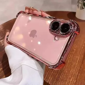 Прозрачный чехол-бампер с подушкой безопасности для iPhone 16 15 14 13 Pro Max Plus 11 12 X Xs Xr, прозрачная защита камеры, мягкий чехол из ТПУ For iphone 16 чёрный