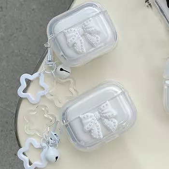 Прозрачный чехол Bow Knot Stars для AirPods Pro 1 2 Чехол для наушников-брелок Capa для AirPods 3 Лето For Airpods1 2 бежевый