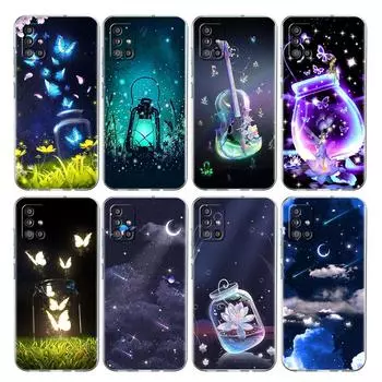 Прозрачный чехол Butterfly Moon для Samsung Galaxy A52 A12 A51 A32 A21s A71 A32 A22 A50 A70 A31 A72 5G Phone Cover Samsung A53 5G