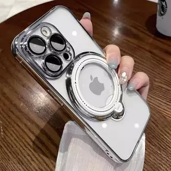 Прозрачный чехол-держатель для телефона iPhone 15 14 13 12 11 Pro Max Plus X XR XS Max для Magsafe, чехол-бампер с магнитным кольцом For iphone14Promax