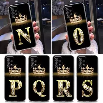 Прозрачный чехол Diamond Crown для Samsung Galaxy A52 A51 A53 A72 A71 A73 A32 A31 A33 A41 A22 A11 Мягкие чехлы с золотой буквой QRW Samsung A11