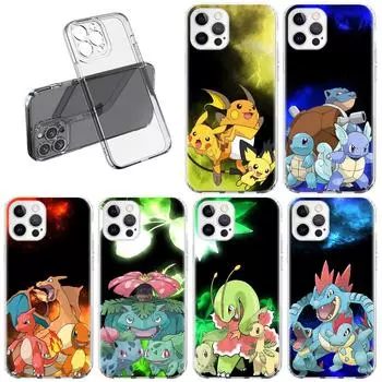 Прозрачный чехол для Apple iPhone 11 14 13 Pro 12 7 8 Plus SE 2022 XR X XS Max 6 6S 14Pro силиконовый чехол для телефона Pokemon Cute Pikachu iPhone 14 Plus