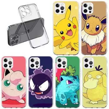 Прозрачный чехол для Apple iPhone 11 14 13 Pro 12 7 8 Plus SE 2022 XR X XS Max 6 6S 14Pro силиконовый чехол для телефона ретро аниме покемон iPhone 14 Plus