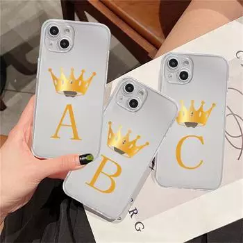 Прозрачный чехол для Apple iPhone 14 11 13 12 Pro 7 8 Plus XR X XS Max 6 6S 13Pro, силиконовый чехол для телефона с буквами короны ABC iPhone 14