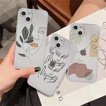 Прозрачный чехол для Apple iPhone 14 11 13 12 Pro 7 8 Plus XR X XS Max 6 6S 13Pro силиконовый чехол для телефона Face Art iPhone 14 Plus