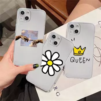 Прозрачный чехол для Apple iPhone 14 11 13 12 Pro 7 8 Plus XR X XS Max 6 6S 13Pro силиконовый чехол для телефона цветы сердце iPhone 14 Plus