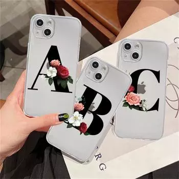 Прозрачный чехол для Apple iPhone 14 11 13 12 Pro 7 8 Plus XR X XS Max 6 6S 13Pro силиконовый чехол для телефона с буквами DIY Flower iPhone 14