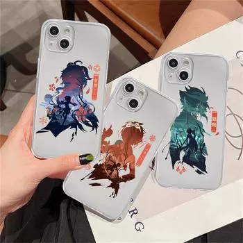 Прозрачный чехол для Apple iPhone 14 11 13 12 Pro 7 8 Plus XR X XS Max 6 6S 13Pro силиконовый чехол для телефона аниме Genshin Impact iPhone 14 Plus