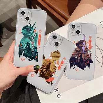 Прозрачный чехол для Apple iPhone 14 11 13 12 Pro 7 8 Plus XR X XS Max 6 6S 13Pro силиконовый чехол для телефона аниме Genshin Impact Cute iPhone 14 Plus