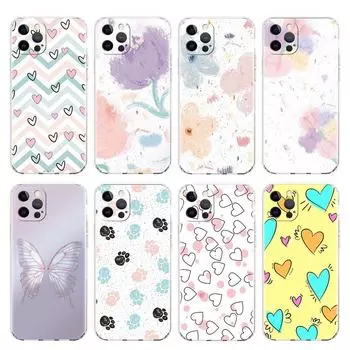 Прозрачный чехол для Apple iPhone 14 13 11 12 Pro 7 8 Plus XR X XS Max 6 6S 14Pro, силиконовый чехол для телефона с сердечком любви iPhone 14 Pro Max