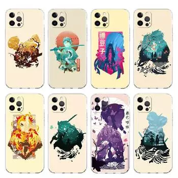 Прозрачный чехол для Apple iPhone 14 13 11 12 Pro 7 8 Plus XR X XS Max 6 6S 14Pro, силиконовый чехол для телефона Demon Slayer Anime iPhone 14 Pro Max