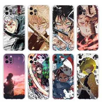 Прозрачный чехол для Apple iPhone 14 13 11 12 Pro 7 8 Plus XR X XS Max 6 6S 14Pro силиконовый чехол для телефона Demon Slayer iPhone 14 Pro Max