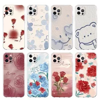 Прозрачный чехол для Apple iPhone 14 13 11 12 Pro 7 8 Plus XR X XS Max 6 6S 14Pro, силиконовый чехол для телефона с милым цветком iPhone 14 Pro Max