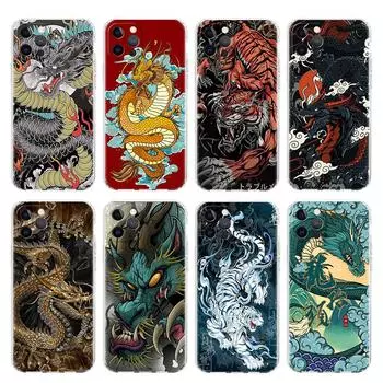 Прозрачный чехол для Apple iPhone 14 13 11 12 Pro 7 8 Plus XR X XS Max 6 6S 14Pro силиконовый чехол для телефона с изображением животного дракона iPhone 14 Pro Max