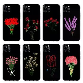 Прозрачный чехол для Apple iPhone 14 13 11 12 Pro 7 8 Plus XR X XS Max 6 6S 14Pro, силиконовый чехол для телефона с цветком iPhone 14 Pro Max