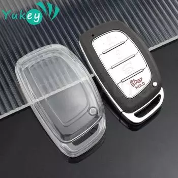 Прозрачный чехол для дистанционного ключа автомобиля, брелок для Hyundai Tucson Santa Fe Rena Sonata Elantra Creta Ix35 Ix45 I10 I30 I40 чёрный