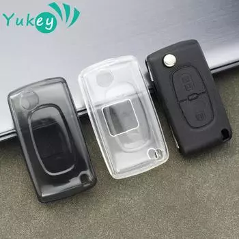 Прозрачный чехол для дистанционного ключа автомобиля с 2/3 кнопками для Peugeot 107 207 307 308 407 607 206 4007 3008 5008 для Citroen C2 C3 C4 C5 C6 C8 чёрный