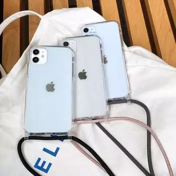 Прозрачный чехол для iPhone 12 Pro Max со встроенным шнурком через плечо для iPhone 11, 13 Mini. Совместимо с Apple 14. 11 розового золота