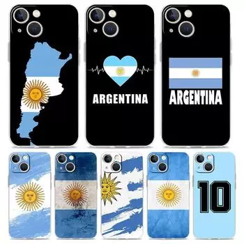 Прозрачный чехол для iPhone 15 14 13 12 11 Pro Max XS X XR 7 8 Plus мягкий прозрачный противоударный чехол Аргентинский флаг футбол 10 iPhone 15