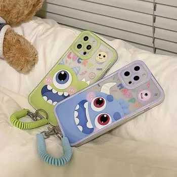 Прозрачный чехол для iPhone Zhitai: Совместимо с iPhone 14/13, дизайн Little Monster, в комплект входит ремешок для iPhone 15 Pro. Идеально подходит для пар и студентов. iPhone 14 Plus