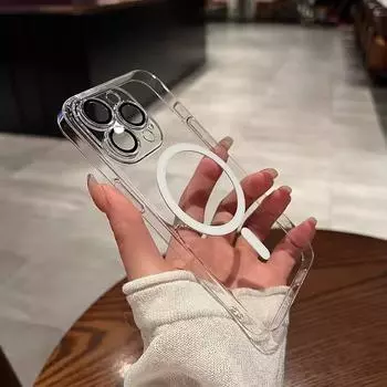 Прозрачный чехол для Magsafe, магнитный чехол для беспроводной зарядки для iPhone 15 14 13 12 11 Pro Max Mini Plus, защитная задняя крышка для объектива For iPhone 15