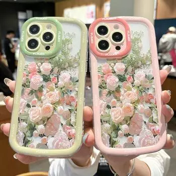 Прозрачный чехол для мобильного телефона Puff, прозрачная глянцевая задняя крышка с цветочным принтом и полной защитой объектива камеры iPhone 11 чёрный