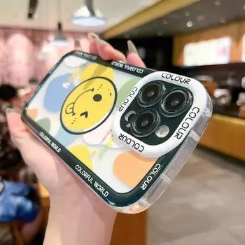Прозрачный чехол для мобильного телефона Puff, прозрачная глянцевая задняя крышка с милым смайликом и принтом смайликов с объективом камеры, полная защита iPhone 7