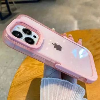 Прозрачный чехол для объектива камеры ярких цветов для iPhone 15 13 12 11 Pro Max 14Plus, невидимый складной держатель, задняя крышка iPhone 15 Pro Max белый