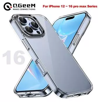 Прозрачный чехол для ПК для iPhone 16 15 14 Plus 13 Pro Max 12 Pro Max Прозрачный чехол для телефона iPhone 12 чёрный