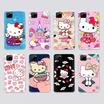 Прозрачный чехол для Samsung A04 A14 A23 M33 M53 Realme 10 9 C35 C55 VIVO X80 Infinix Hot 30 Note 11 Tecno Spark 8P Pro L-19 Hello Kitty VIVO Y15 жасмин