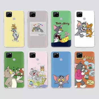 Прозрачный чехол для Samsung A04 A14 A23 M33 M53 Realme 10 9 C35 C55 VIVO X80 Infinix Hot 30 Note 11 Tecno Spark 8P Pro C-45 Том и Джерри Infinix Note 12 2023 жасмин