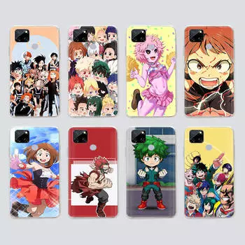 Прозрачный чехол для Samsung A04 A14 A23 M33 M53 Realme 10 9 C35 C55 VIVO X80 Infinix Hot 30 Note 11 Tecno Spark 8P Pro W-49 My Hero Academia Realme 10 аэро