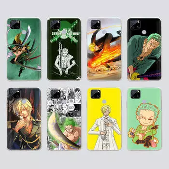 Прозрачный чехол для Samsung A04 A14 A23 M33 M53 Realme 10 9 C35 C55 VIVO X80 Infinix Hot 30 Note 11 Tecno Spark 8P Pro W-71 One Piece Zoro Sanji Infinix Zero 20 зелёный