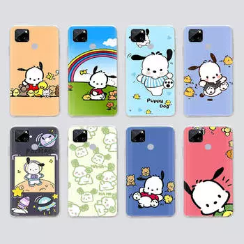 Прозрачный чехол для Samsung A04 A14 A23 M33 M53 Realme 10 9 C35 C55 VIVO X80 Infinix Hot 30 Note 11 Tecno Spark 8P Pro L-18 Pochacco Dog Realme 10 аэро