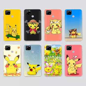 Прозрачный чехол для Samsung A04 A14 A23 M33 M53 Realme 10 9 C35 C55 VIVO X80 Infinix Hot 30 Note 11 Tecno Spark 8P Pro P-33 Pokemons Pikachu Infinix Smart 6 арлекин