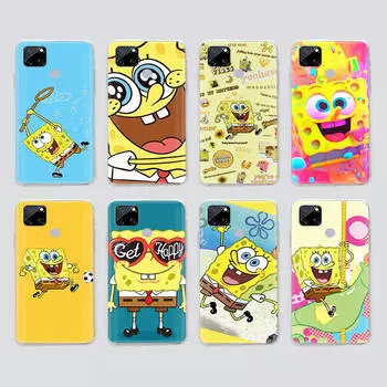 Прозрачный чехол для Samsung A04 A14 A23 M33 M53 Realme 10 9 C35 C55 VIVO X80 Infinix Hot 30 Note 11 Tecno Spark 8P Pro S-39 Lovely Spongebob VIVO Y02s кожа буйвола