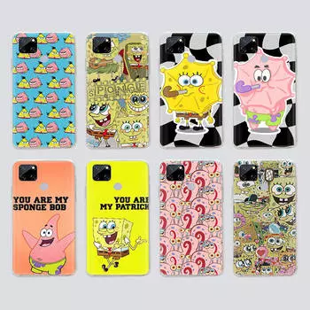 Прозрачный чехол для Samsung A04 A14 A23 M33 M53 Realme 10 9 C35 C55 VIVO X80 Infinix Hot 30 Note 11 Tecno Spark 8P Pro S-41 мультфильм Губка Боб VIVO Y17 эбеновый