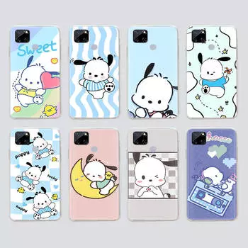 Прозрачный чехол для Samsung A04 A14 A23 M33 M53 Realme 10 9 C35 C55 VIVO X80 Infinix Hot 30 Note 11 Tecno Spark 8P Pro L-29 Cute Pochacco Realme 10 зелёный