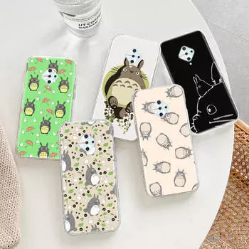 Прозрачный чехол для Samsung A04 A14 A23 A34 A54 M23 M33 M52 M53 Realme Narzo 50 50I 50a Prime C35 C55 C30S 10 9 Pro D-96 Милый Тоторо Tecno Spark 8C эбеновый