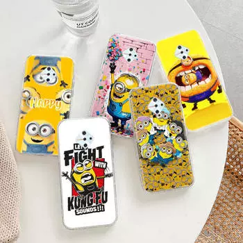 Прозрачный чехол для Samsung A04 A14 A23 A34 A54 M23 M33 M52 M53 Realme Narzo 50 50I 50a Prime C35 C55 C30S 10 9 Pro M-76 Милые миньоны VIVO Y35 серый