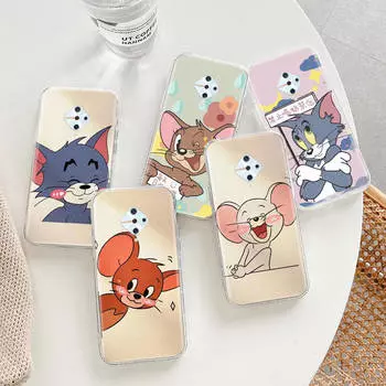 Прозрачный чехол для Samsung A04 A14 A23 A34 A54 M23 M33 M52 M53 Realme Narzo 50 50I 50a Prime C35 C55 C30S 10 9 Pro T-95 милый кот Том Джерри Tecno Spark 8C бездна