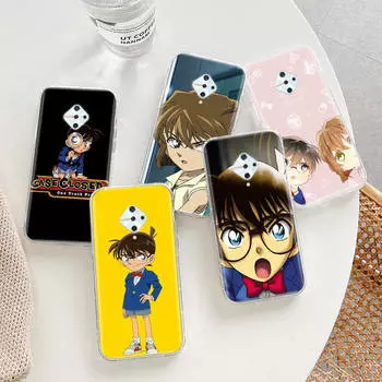 Прозрачный чехол для Samsung A04 A14 A23 A34 A54 M23 M33 M52 M53 Realme Narzo 50 50I 50a Prime C35 C55 C30S 10 9 Pro D-50 Детектив Конан Tecno Spark GO 2020 эбеновый