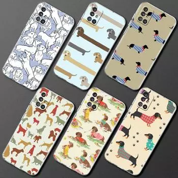 Прозрачный чехол для Samsung Galaxy A51 A12 A21s A71 A52 A31 A32 A02s A22 A11 A03s A72 A42, мягкий чехол для телефона с силуэтом собаки и таксы Samsung A01
