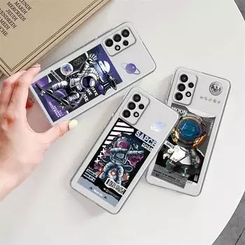 Прозрачный чехол для Samsung Galaxy A52 A12 A51 A32 A21s A71 A32 A22 50 A70 A31 A72 5G чехол для телефона милый астронавт планета Samsung A53 5G
