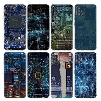 Прозрачный чехол для Samsung Galaxy A52 A12 A51 A32 A21s A71 A32 A22 50 A70 A31 A72 5G чехол для телефона основная печатная плата Samsung A03