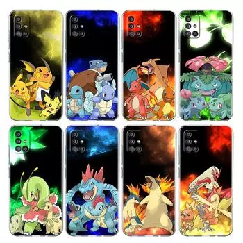 Прозрачный чехол для Samsung Galaxy A52 A12 A51 A32 A21s A71 A32 A22 50 A70 A31 A72 5G чехол для телефона Pokemon Cute Pikachu Samsung A53 5G
