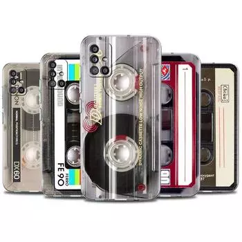 Прозрачный чехол для Samsung Galaxy A52 A12 A51 A32 A21s A71 A32 A22 50 A70 A31 A72 5G, чехол для телефона, магнитная кассета с радиолентой Samsung A53 5G