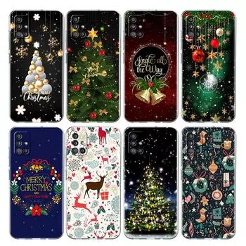 Прозрачный чехол для Samsung Galaxy A52 A12 A51 A32 A21s A71 A32 A22 50 A70 A31 A72 5G чехол для телефона Snow Merry Christmas Samsung A03